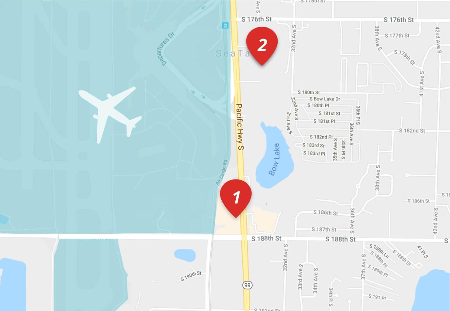 Map of WallyPark Sea-Tac locations